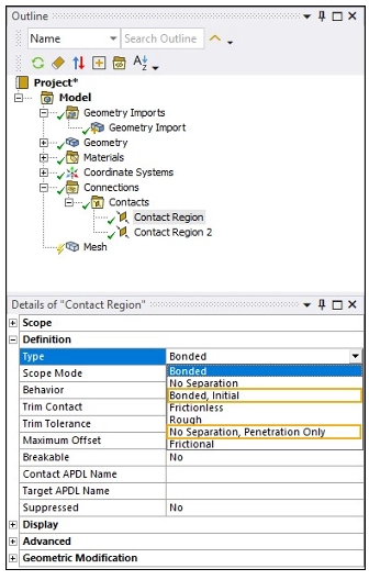 اضافه شدن دو گزینه جدید برای Type درContact Region 
