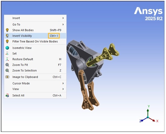 گزینه‌یInvert Visibility 