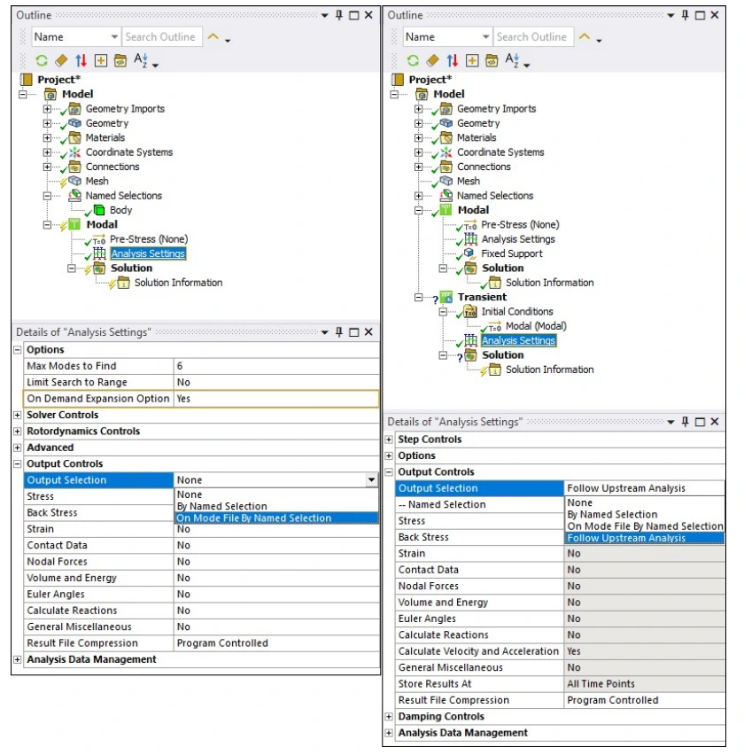 گزینه های جدید در ویژگی Output Selection